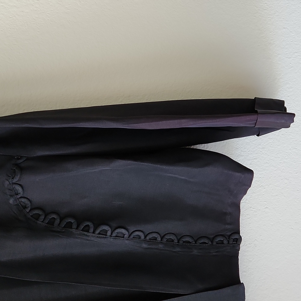 Black bolero jacket Sz M cropped open front loop detail shrug office cocktails - Picture 5 of 16